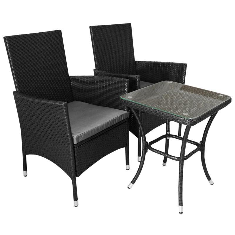 Rattan Bistro Set – Black