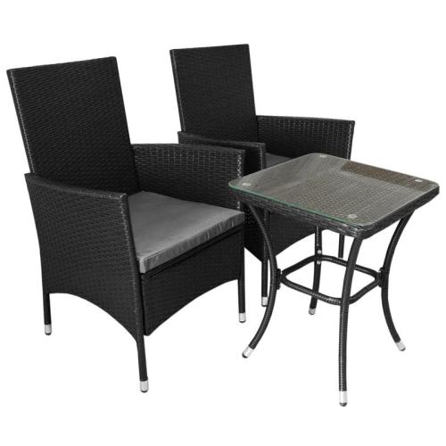 Rattan Bistro Set – Black